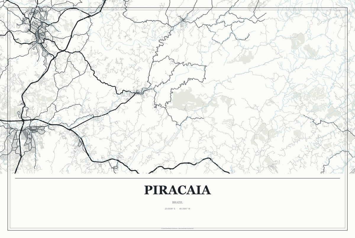 Piracaia, Brazil City Map Aluminum Sign in Gallery Air style