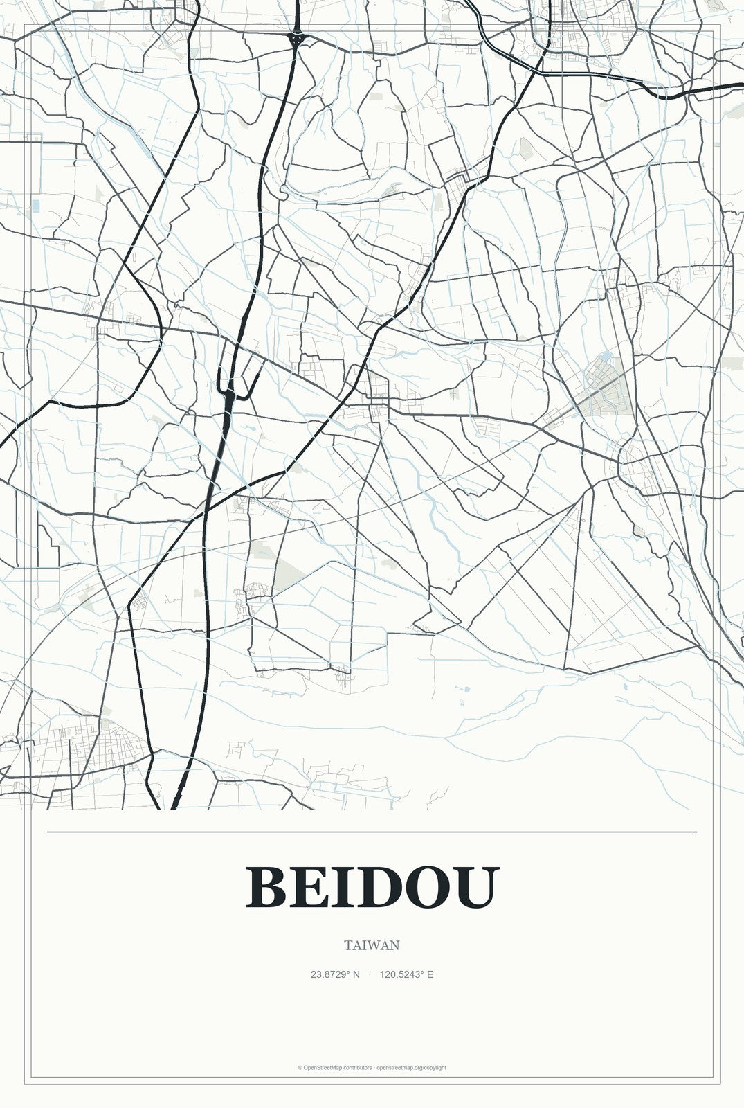 Beidou, Taiwan City Map Aluminum Sign in Gallery Air style