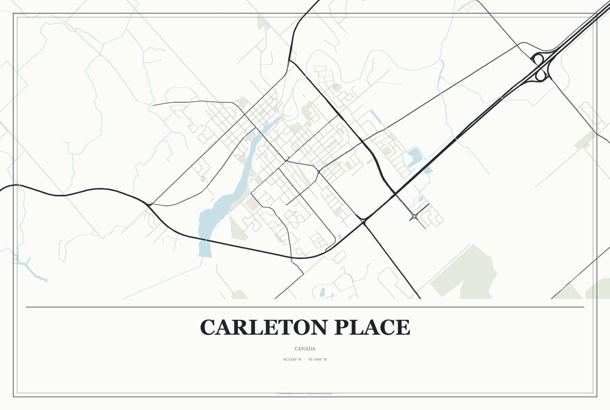 Carleton Place, Canada City Map Aluminum Sign in Gallery Air style