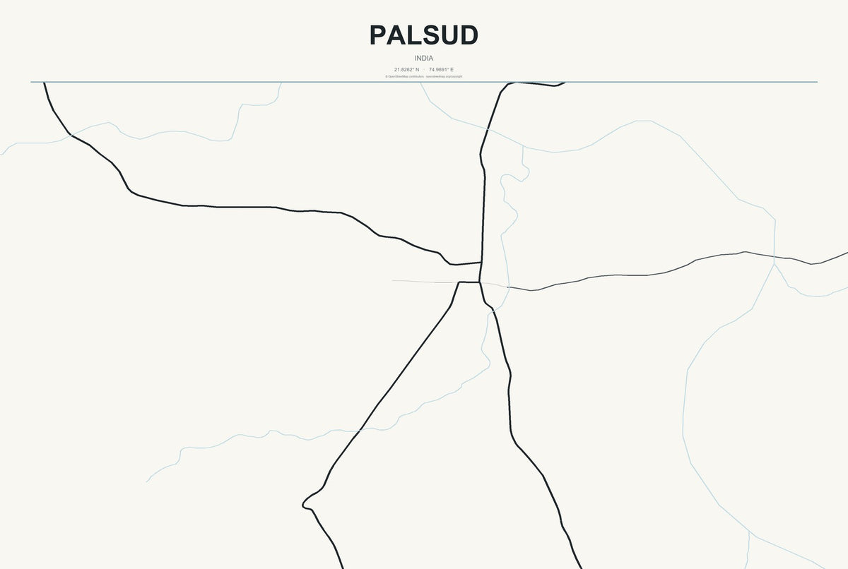 Palsud, India City Map Aluminum Sign in Headline Atlas style