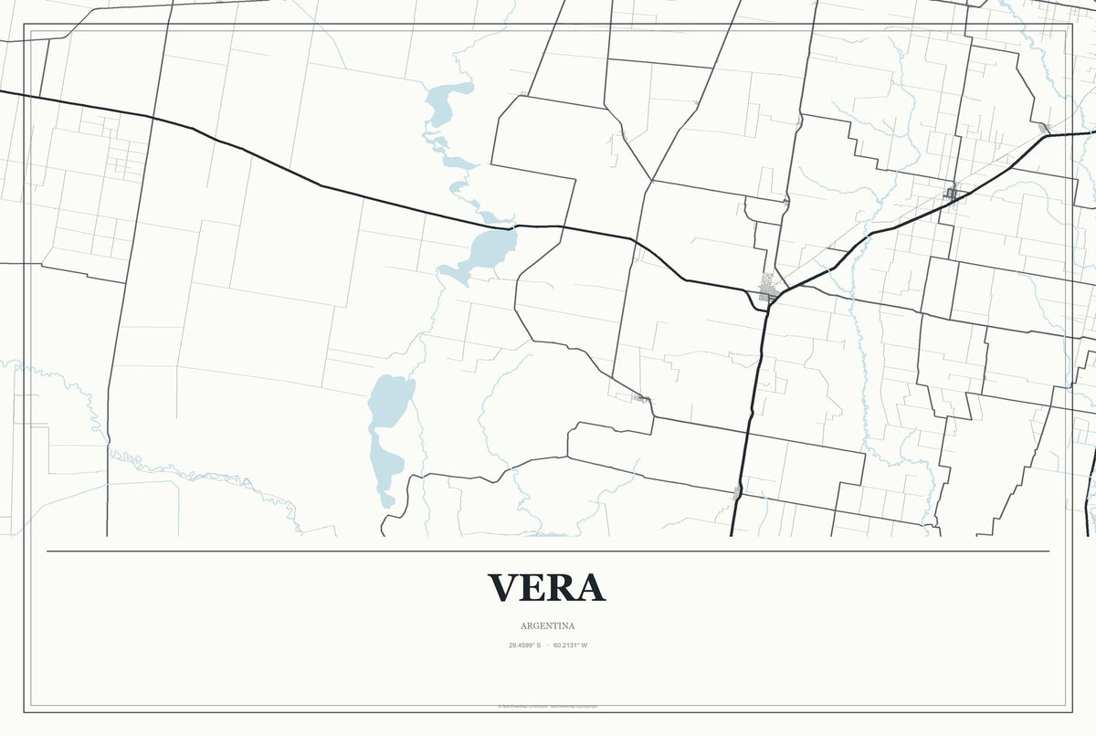 Vera, Argentina City Map Aluminum Sign in Gallery Air style