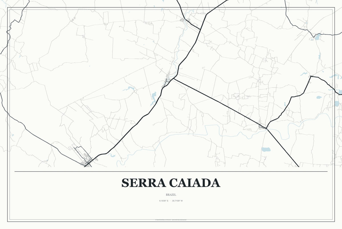 Serra Caiada, Brazil City Map Aluminum Sign in Gallery Air style