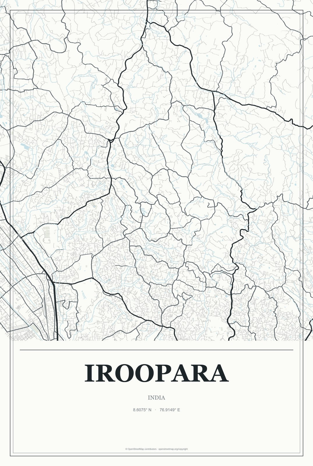 Iroopara, India City Map Aluminum Sign in Gallery Air style