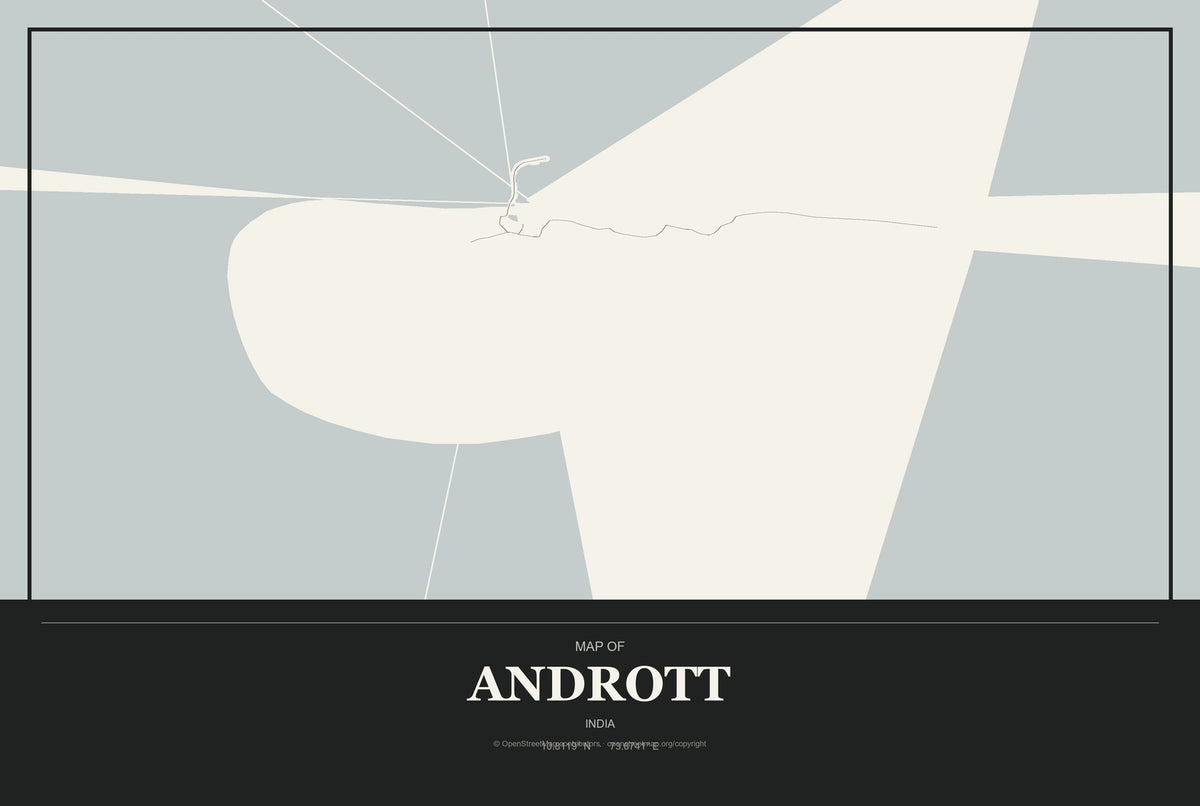 Andrott, India City Map Aluminum Sign in Museum Plaque style