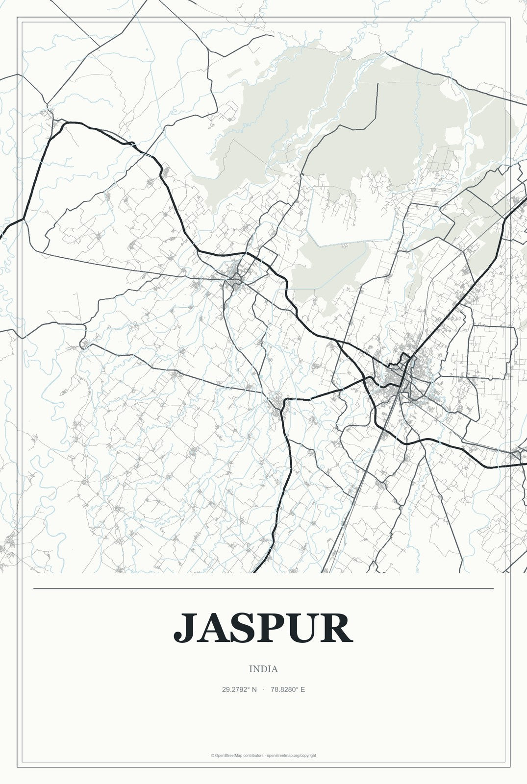 Jaspur, India City Map Aluminum Sign in Gallery Air style