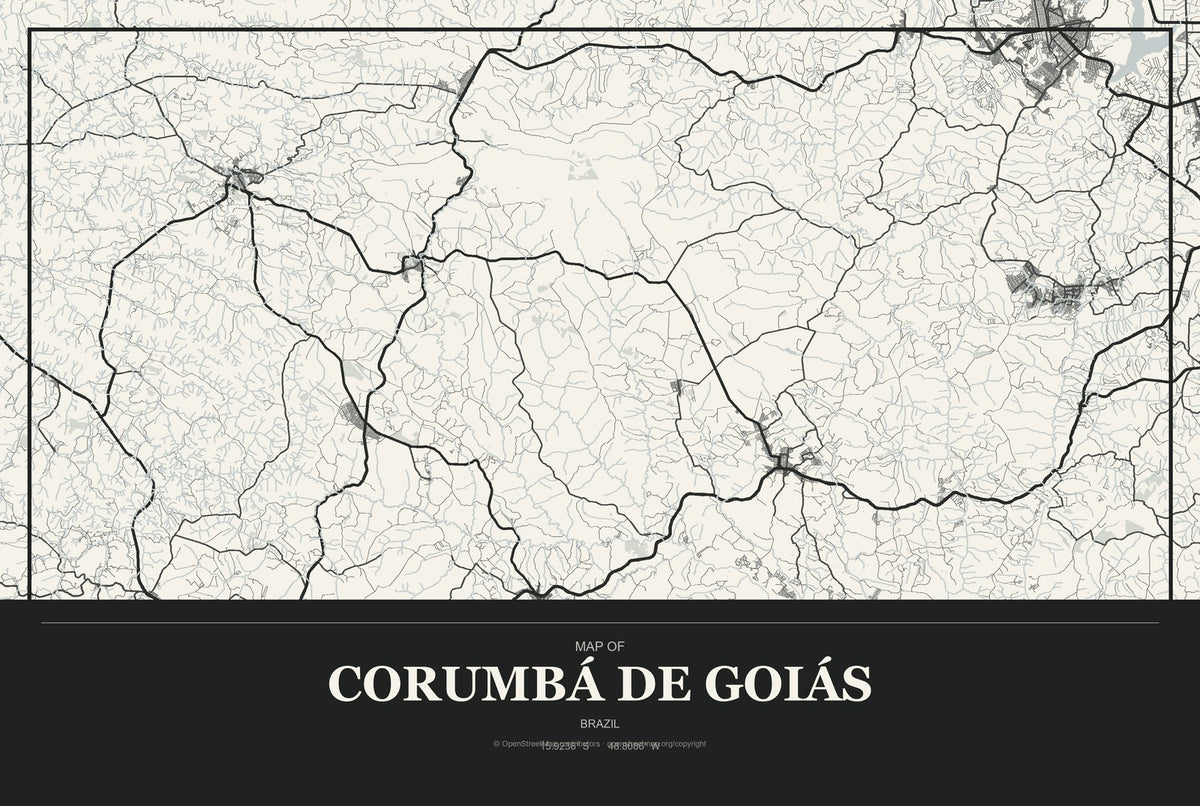 Corumbá de Goiás, Brazil City Map Aluminum Sign in Museum Plaque style