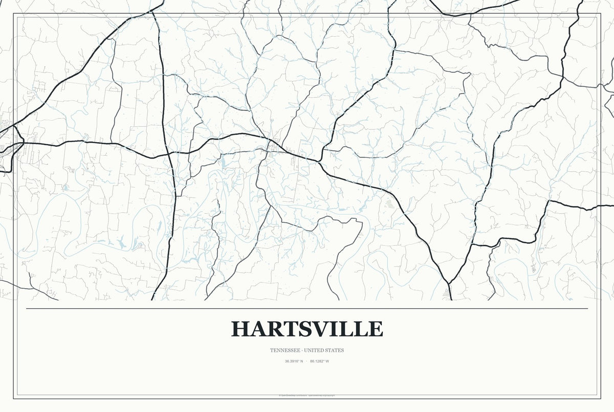 Hartsville, Tennessee City Map Aluminum Sign in Gallery Air style