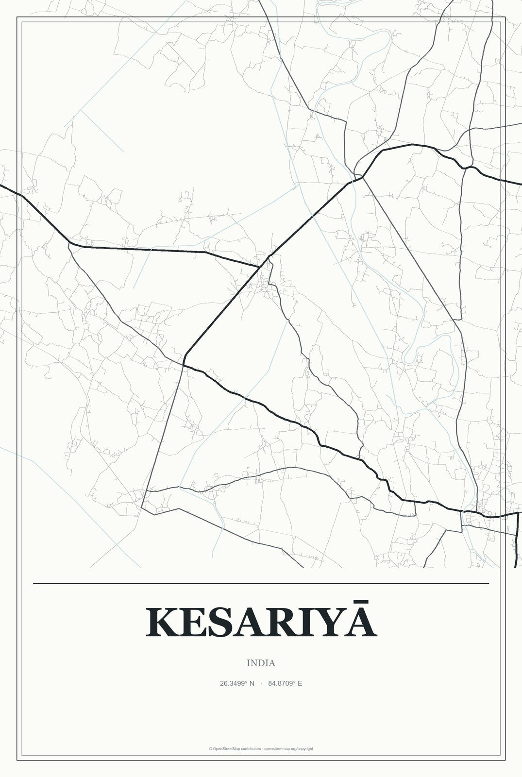 Kesariyā, India City Map Aluminum Sign in Gallery Air style