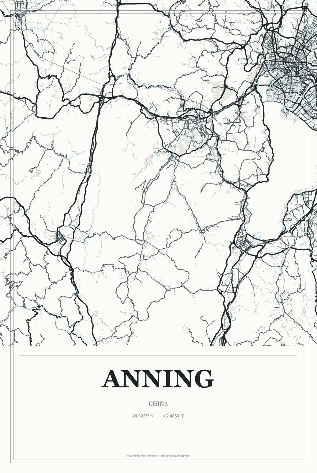 Anning, China City Map Aluminum Sign in Gallery Air style