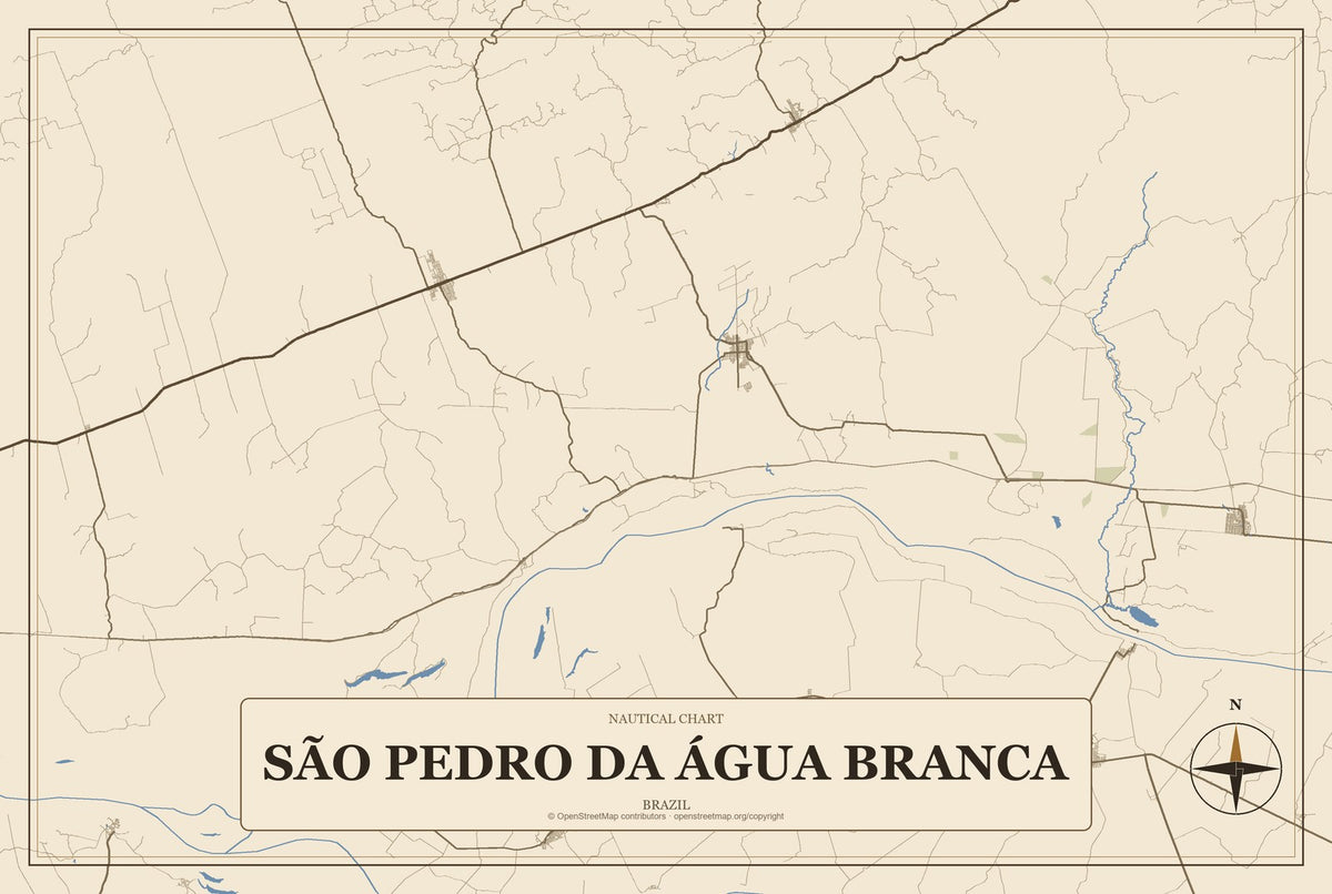 São Pedro da Água Branca, Brazil City Map Aluminum Sign in Heritage Nautical style