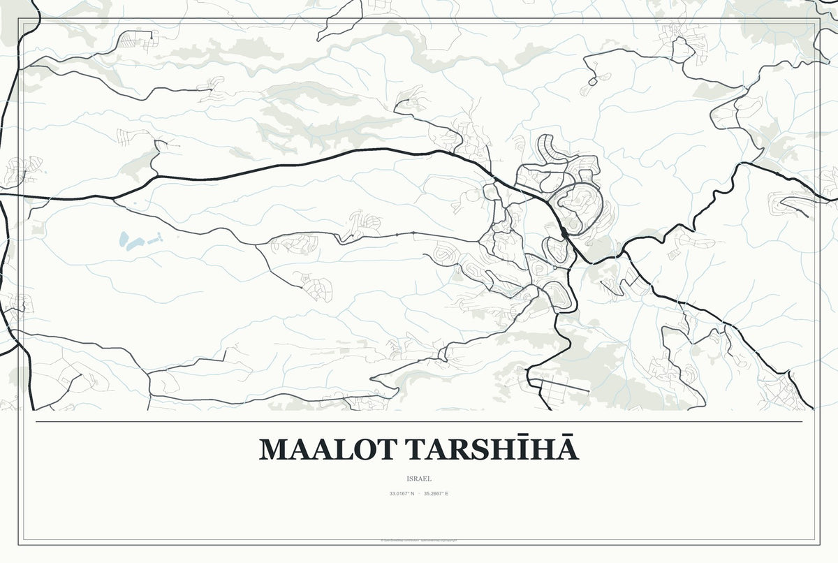 maalot Tarshīhā, Israel City Map Aluminum Sign in Gallery Air style