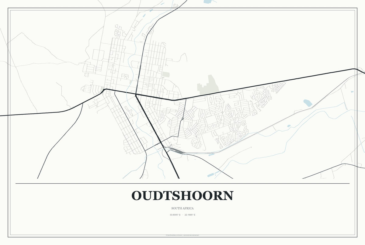 Oudtshoorn, South Africa City Map Aluminum Sign in Gallery Air style