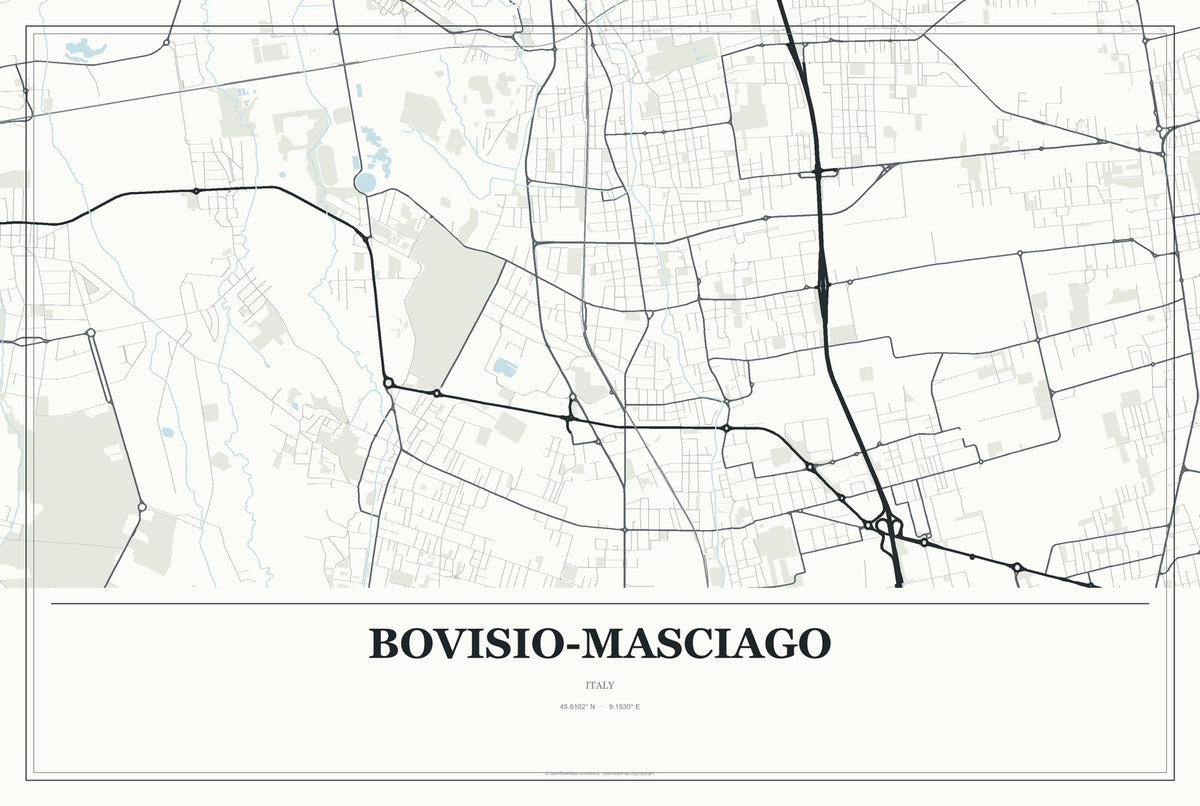 Bovisio-Masciago, Italy City Map Aluminum Sign in Gallery Air style