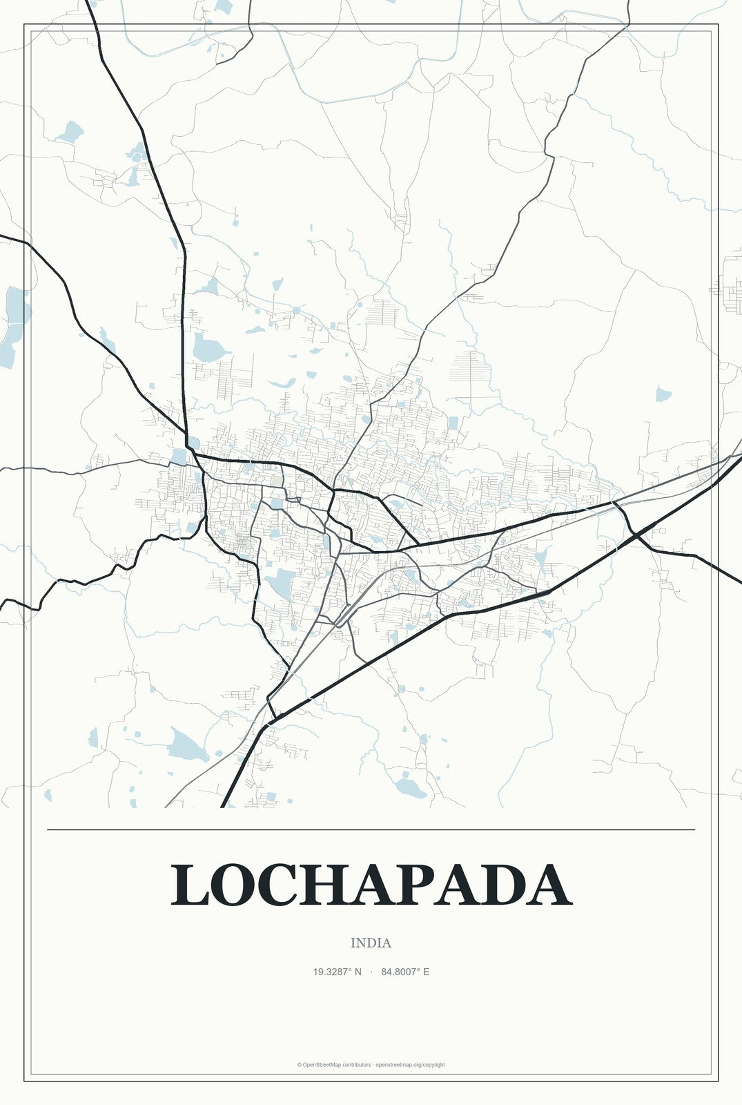 Lochapada, India City Map Aluminum Sign in Gallery Air style