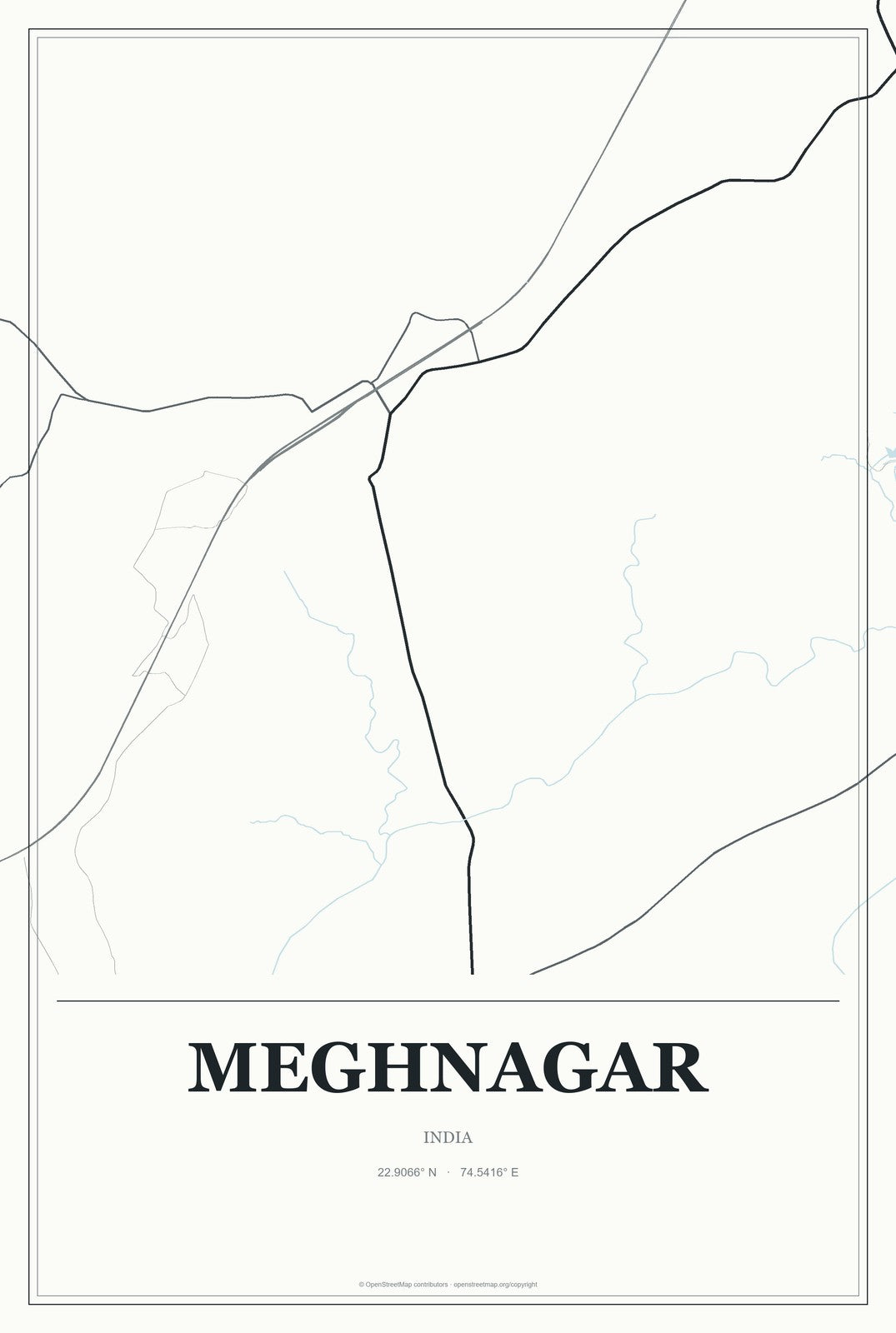 Meghnagar, India City Map Aluminum Sign in Gallery Air style
