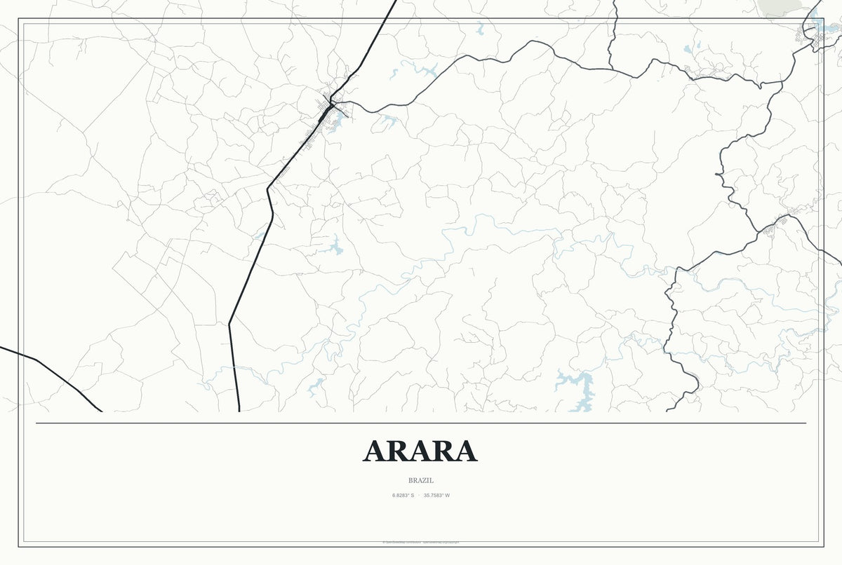 Arara, Brazil City Map Aluminum Sign in Gallery Air style