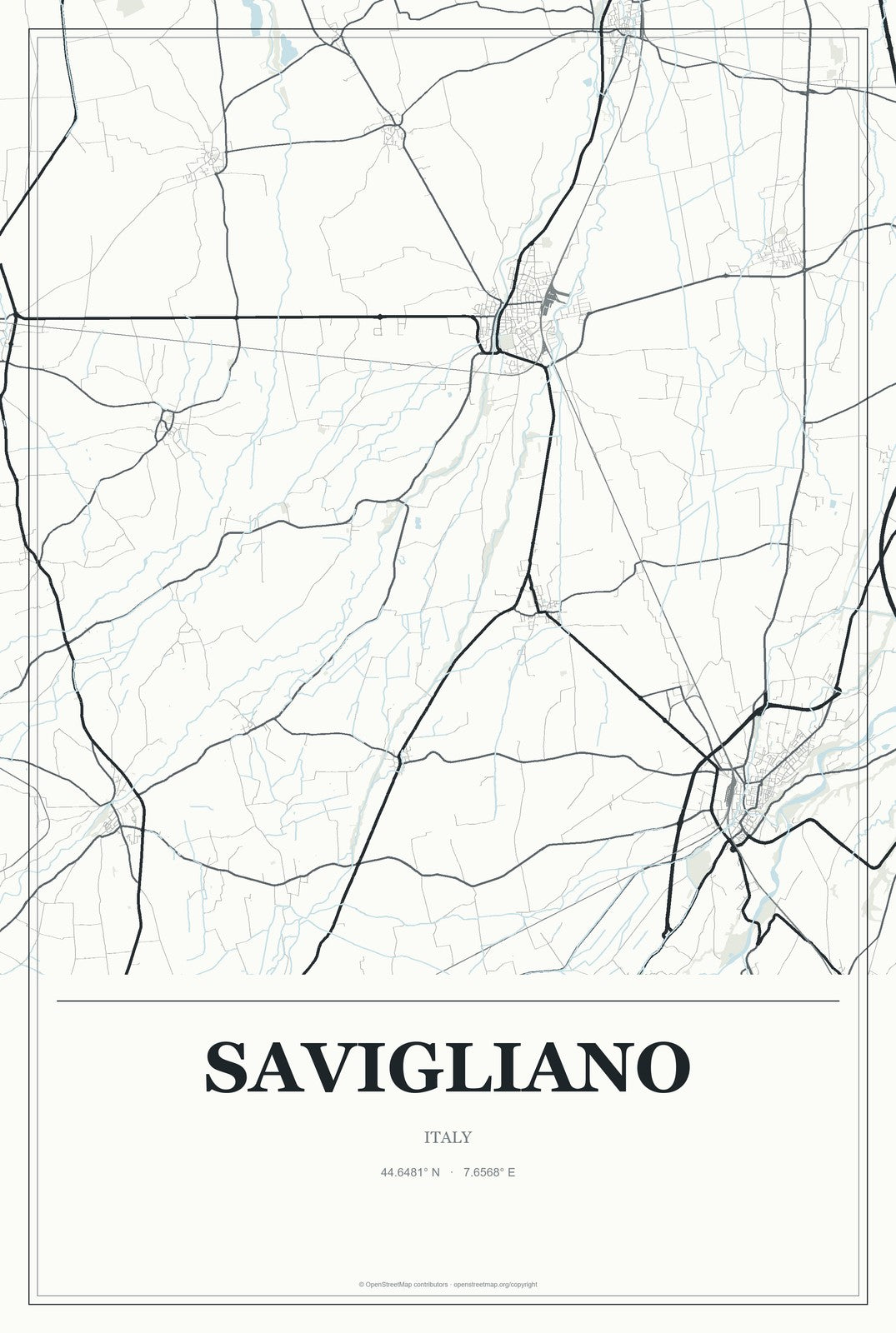 Savigliano, Italy City Map Aluminum Sign in Gallery Air style