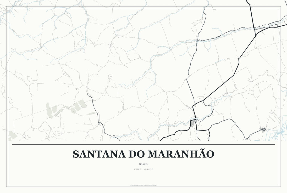 Santana do Maranhão, Brazil City Map Aluminum Sign in Gallery Air style