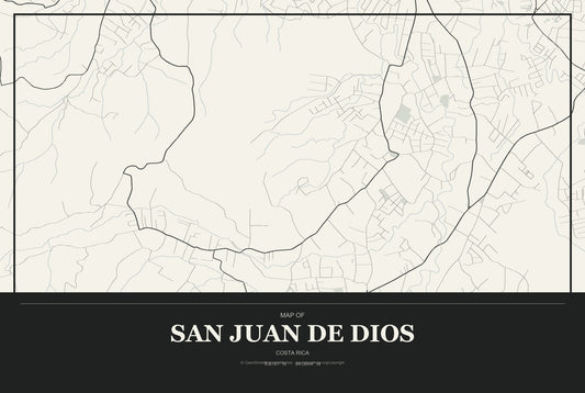 San Juan de Dios, Costa Rica City Map Aluminum Sign in Museum Plaque style