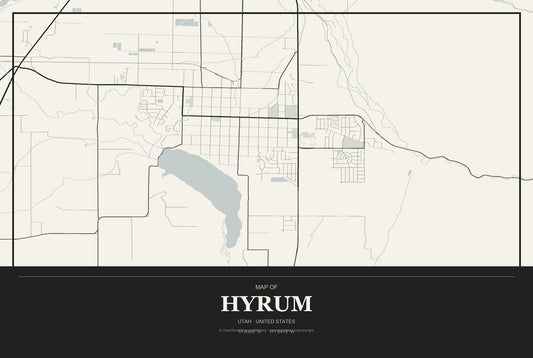 Hyrum, Utah City Map Aluminum Sign in Museum Plaque style