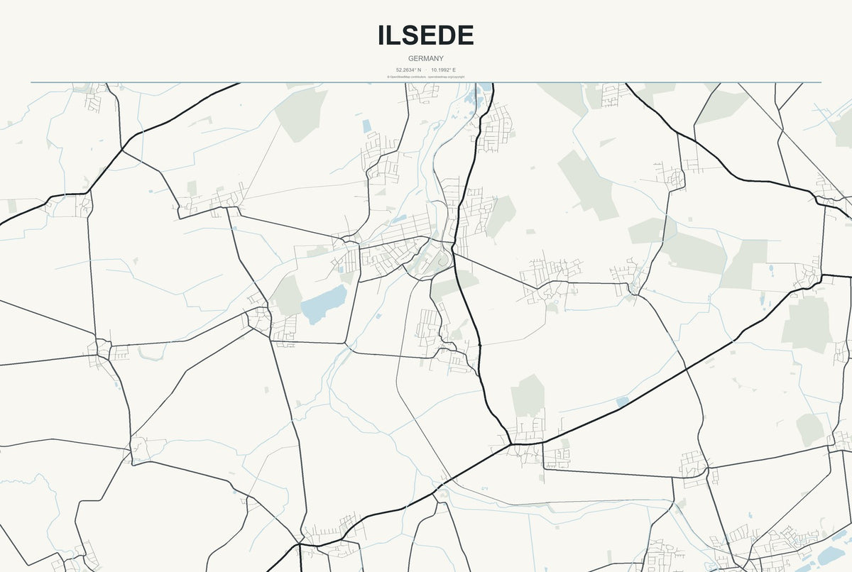 Ilsede, Germany City Map Aluminum Sign in Headline Atlas style