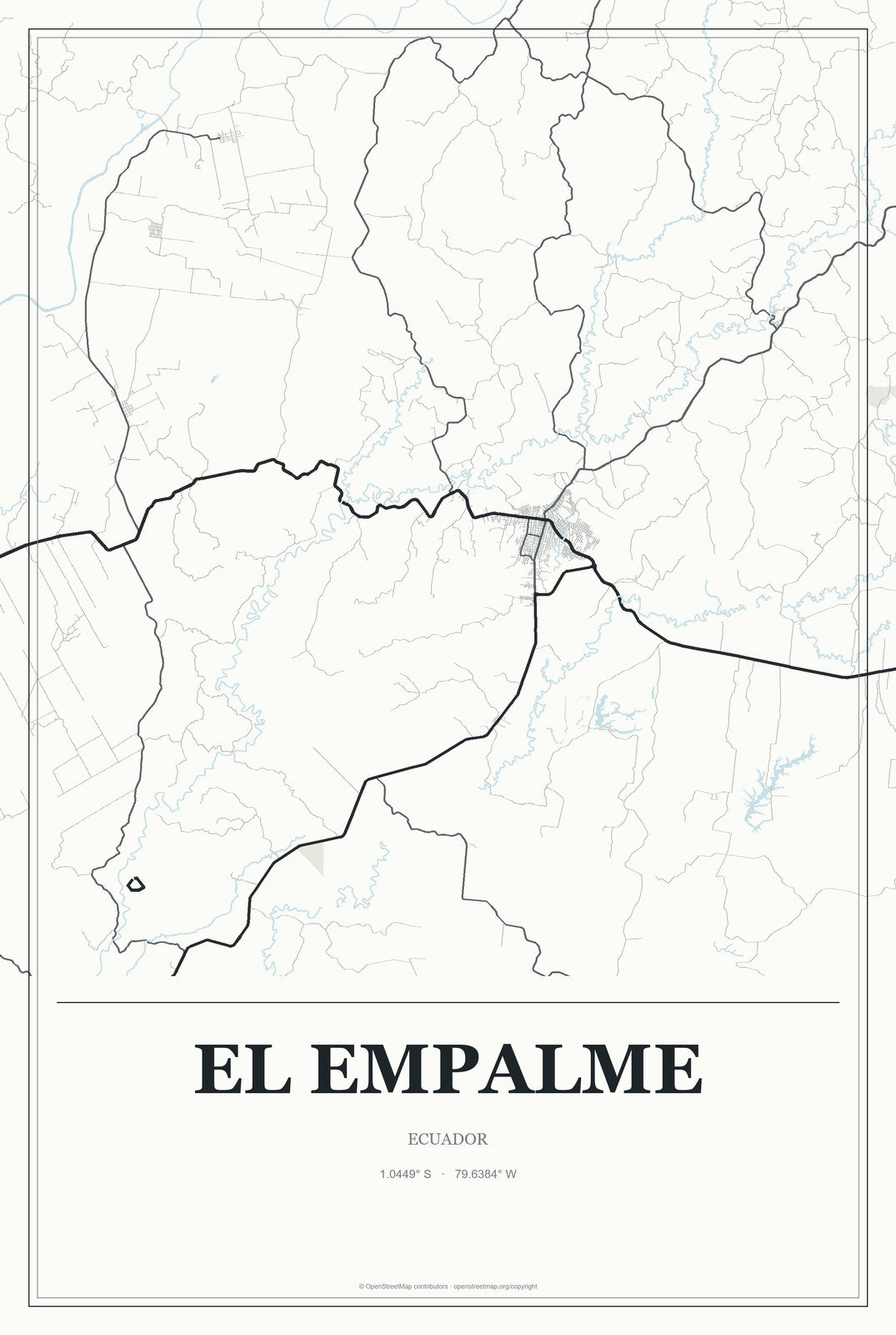 El Empalme, Ecuador City Map Aluminum Sign in Gallery Air style