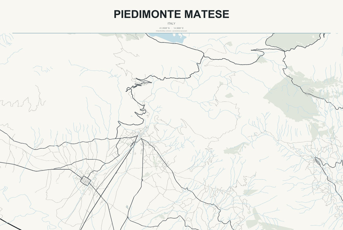 Piedimonte Matese, Italy City Map Aluminum Sign in Headline Atlas style