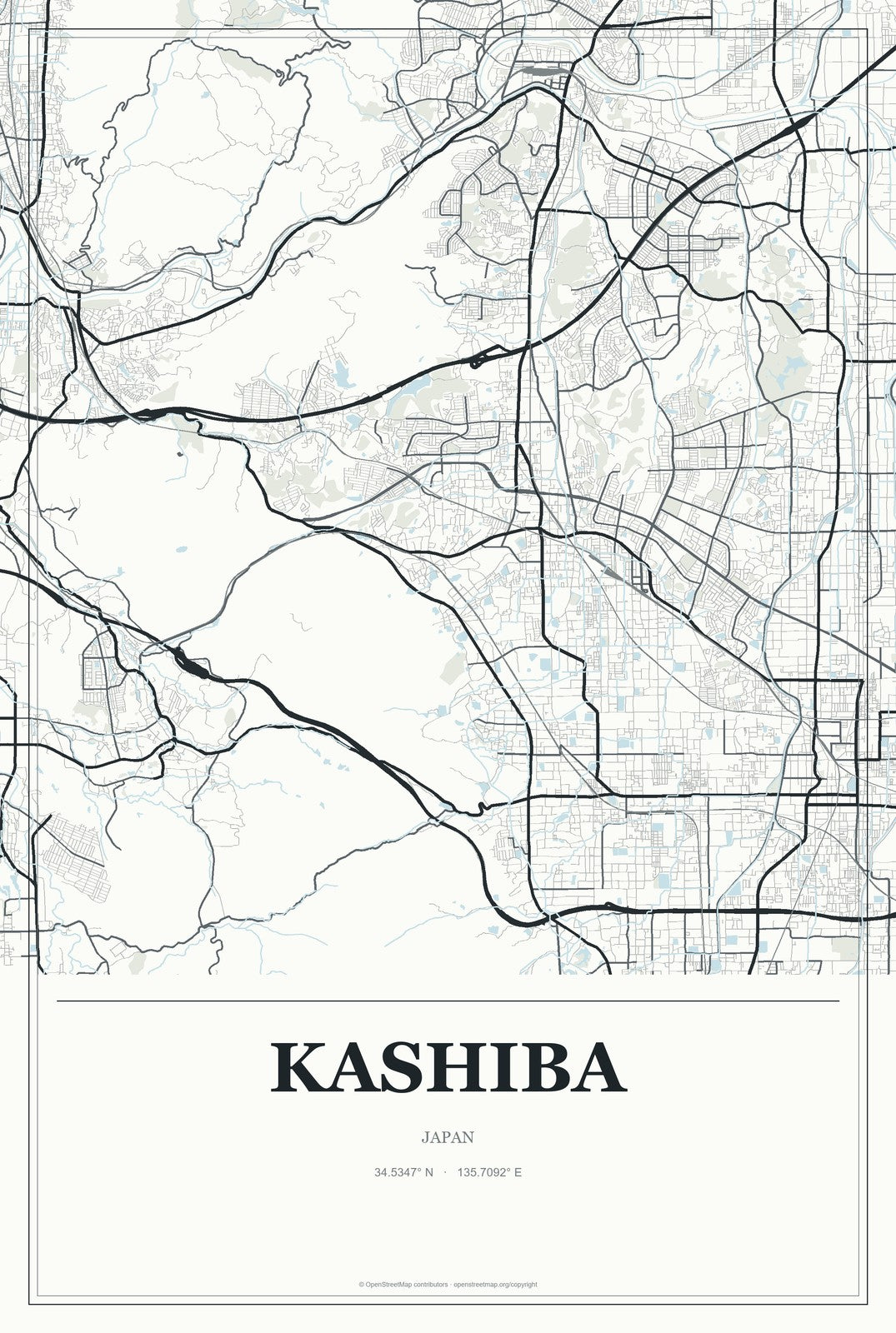 Kashiba, Japan City Map Aluminum Sign in Gallery Air style