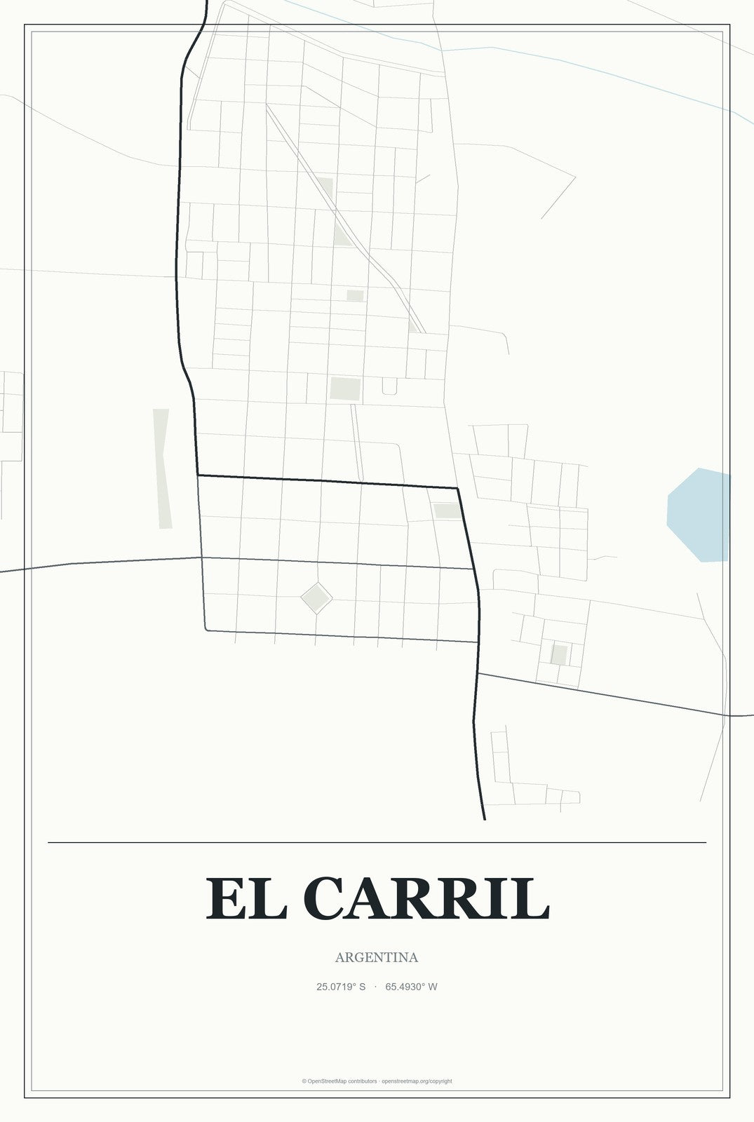 El Carril, Argentina City Map Aluminum Sign in Gallery Air style