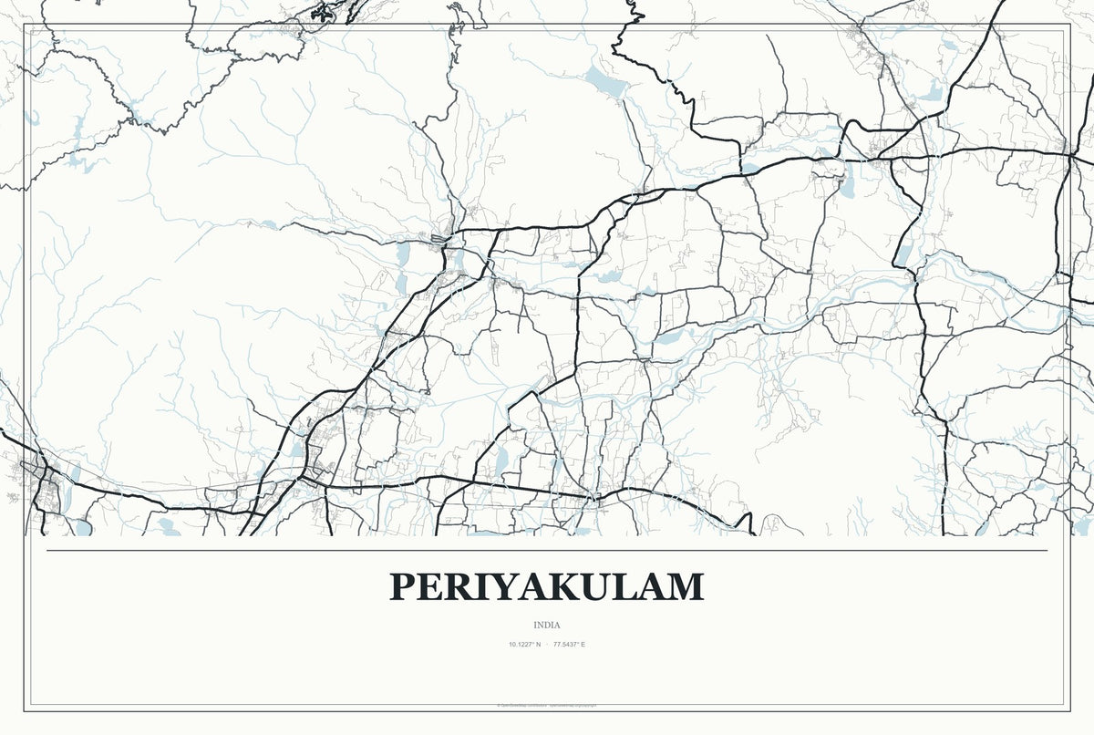 Periyakulam, India City Map Aluminum Sign in Gallery Air style