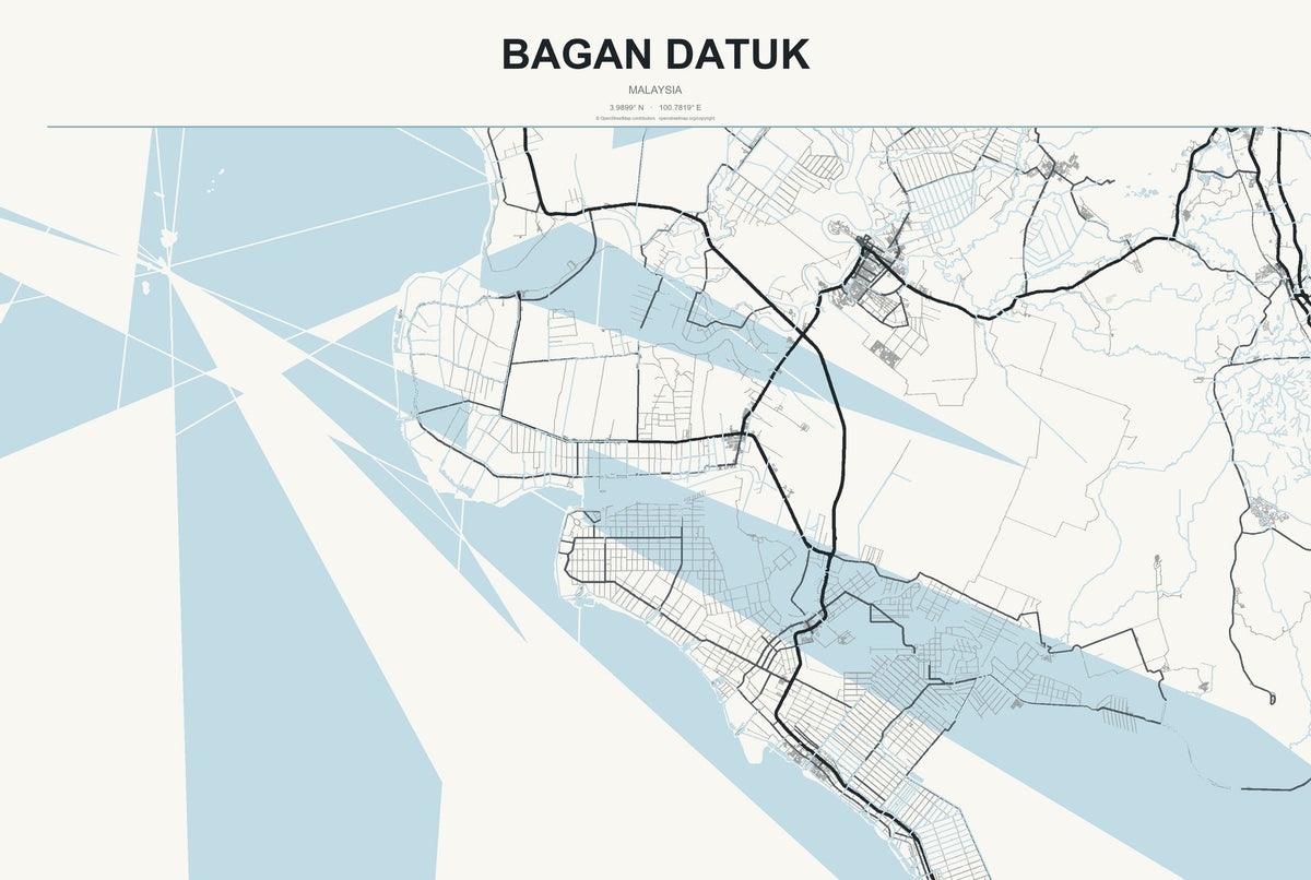 Bagan Datuk, Malaysia City Map Aluminum Sign in Headline Atlas style