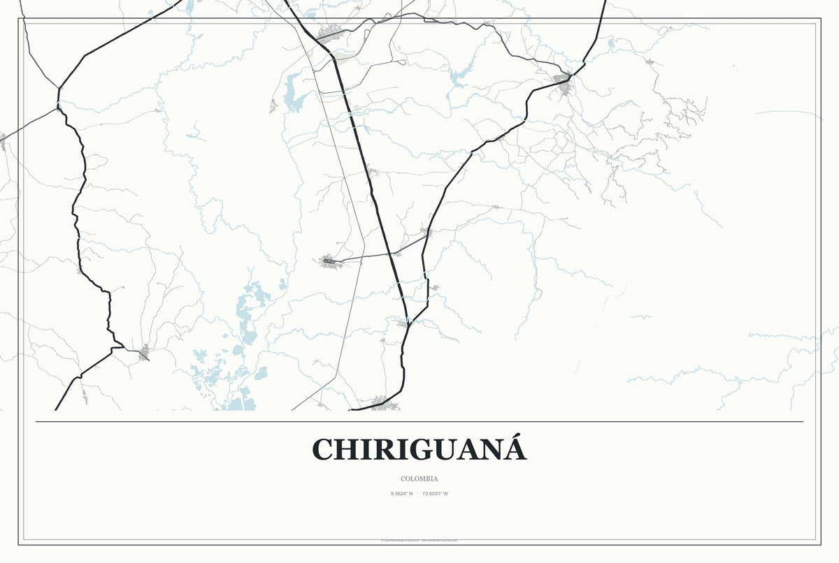 Chiriguaná, Colombia City Map Aluminum Sign in Gallery Air style