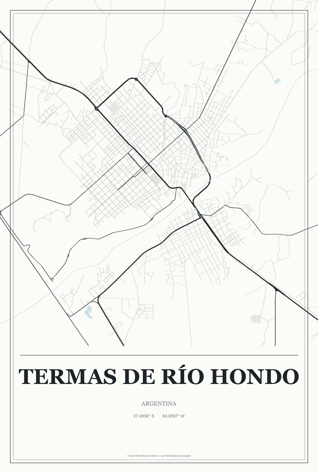 Termas de Río Hondo, Argentina City Map Aluminum Sign in Gallery Air style