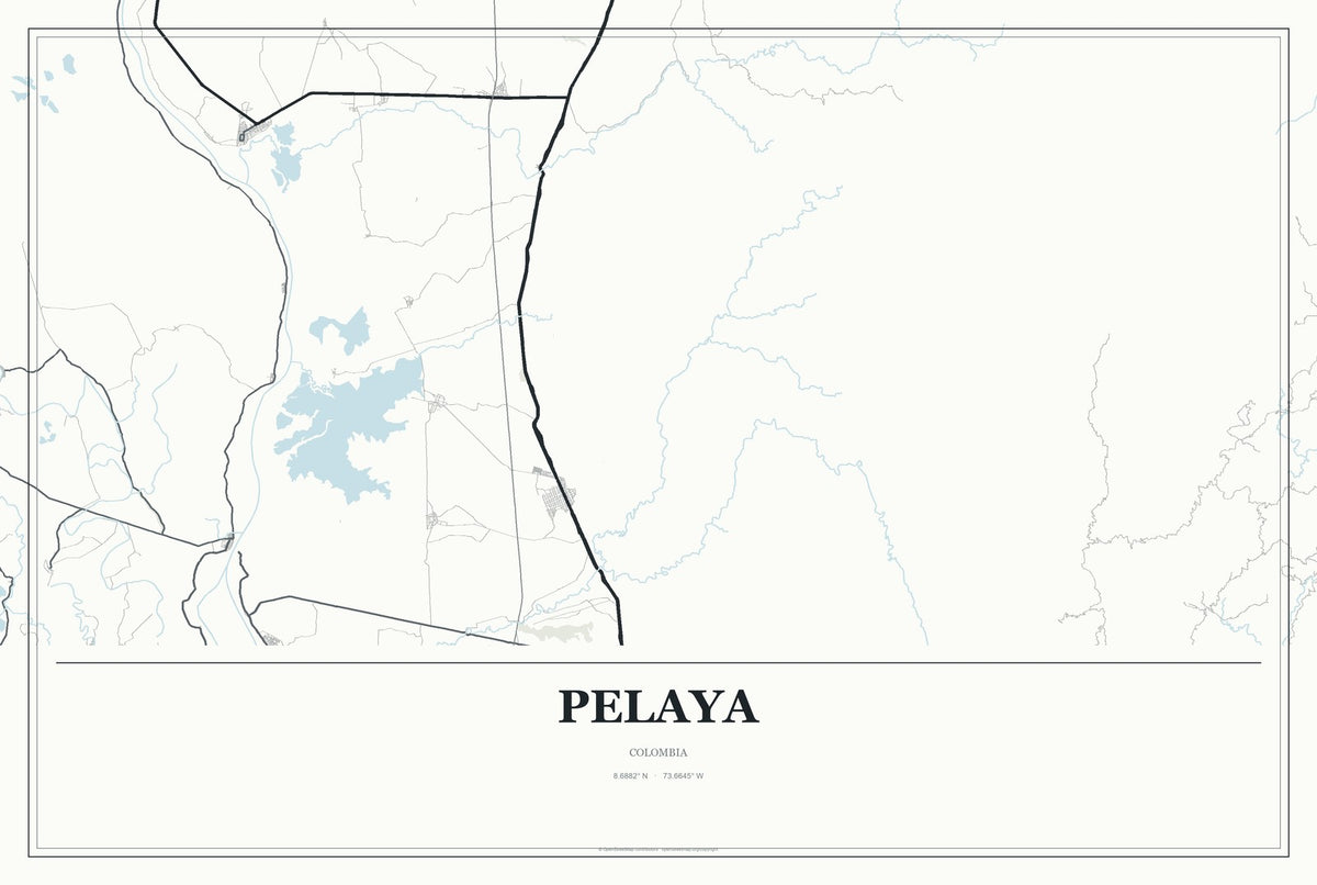 Pelaya, Colombia City Map Aluminum Sign in Gallery Air style