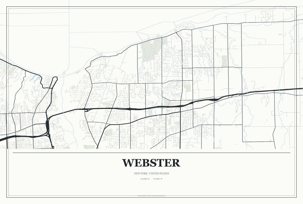 Webster, New York City Map Aluminum Sign in Gallery Air style