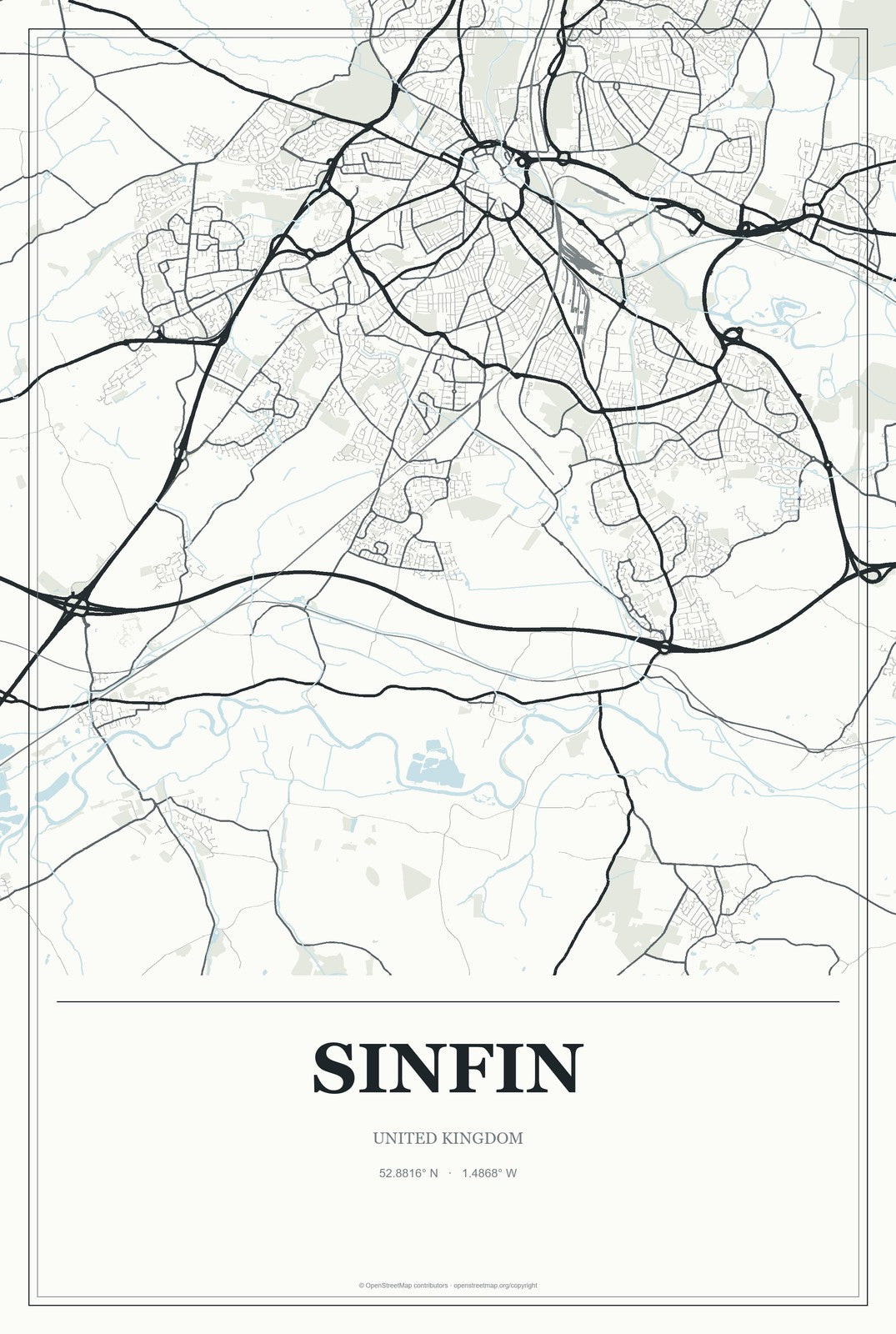 Sinfin, United Kingdom City Map Aluminum Sign in Gallery Air style