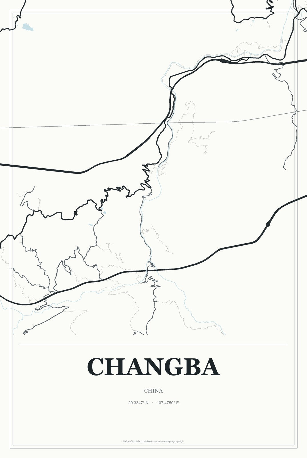 Changba, Gansu, China City Map Aluminum Sign in Gallery Air style