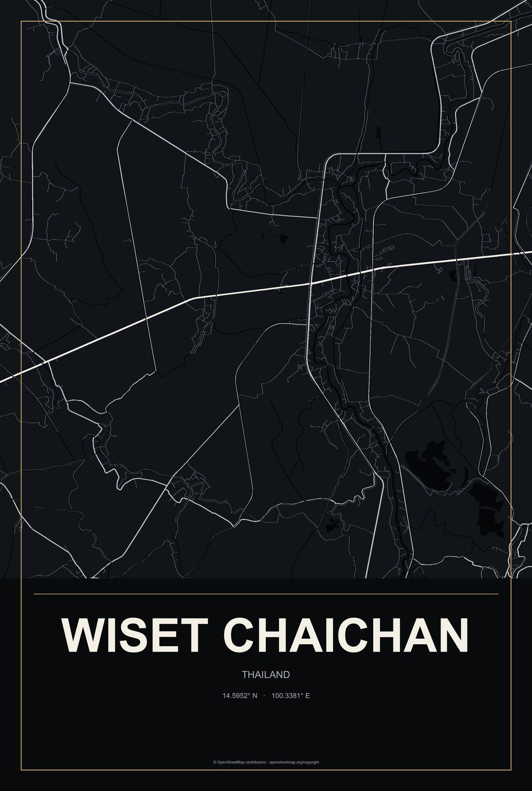 Wiset Chaichan, Thailand City Map Aluminum Sign in Metropolitan Noir style