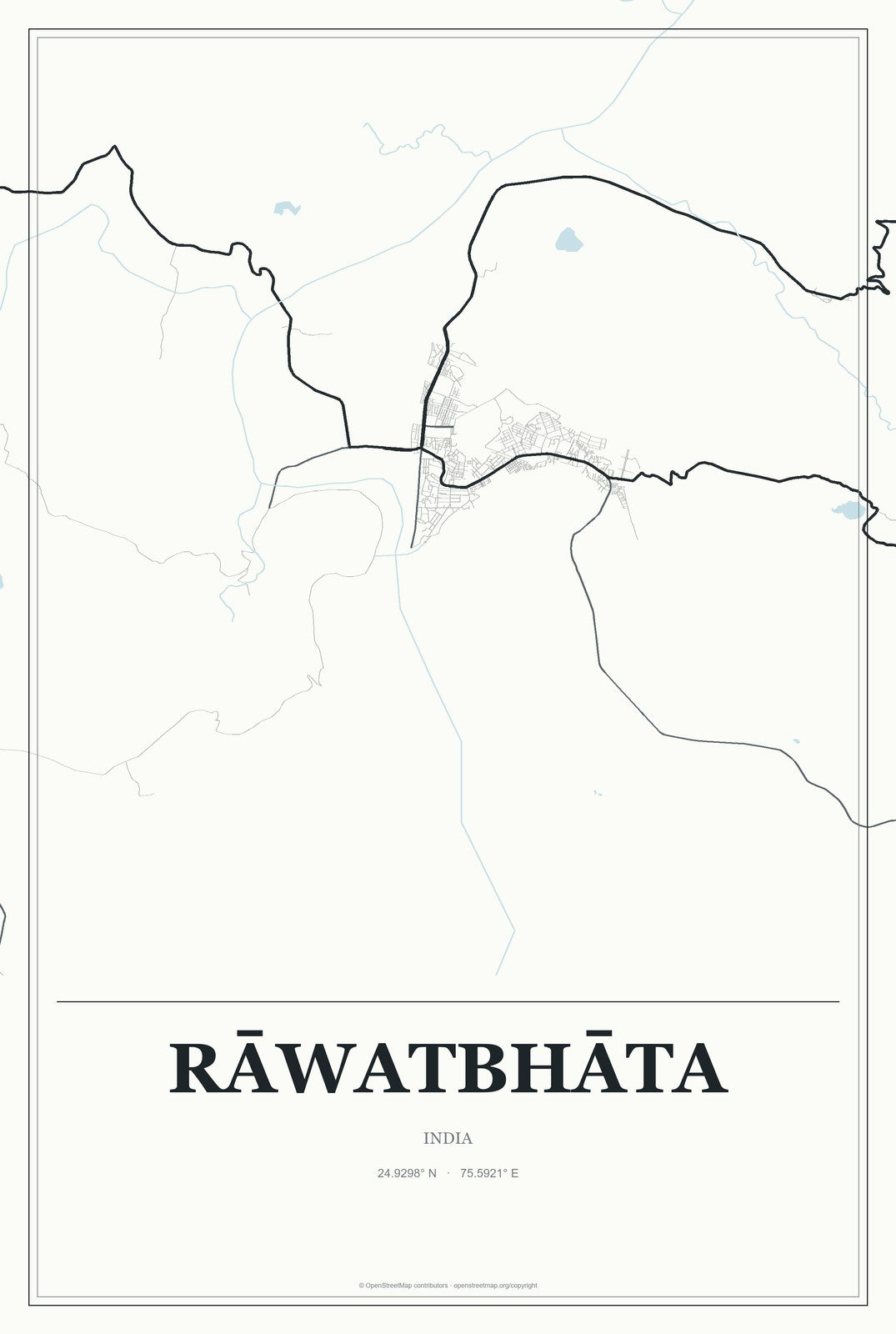 Rāwatbhāta, India City Map Aluminum Sign in Gallery Air style
