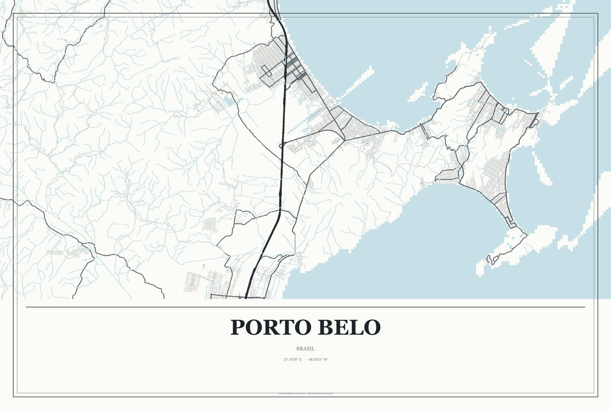 Porto Belo, Brazil City Map Aluminum Sign in Gallery Air style