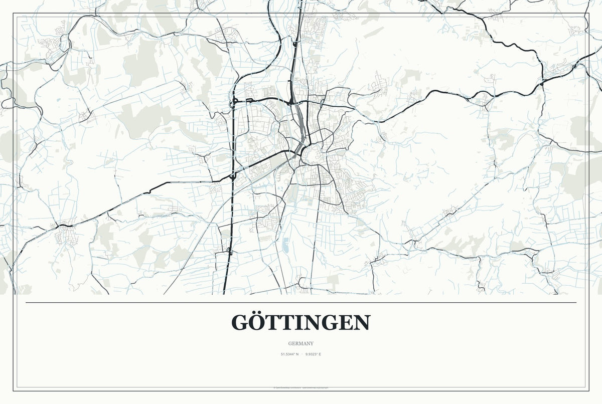 Göttingen, Germany City Map Aluminum Sign in Gallery Air style