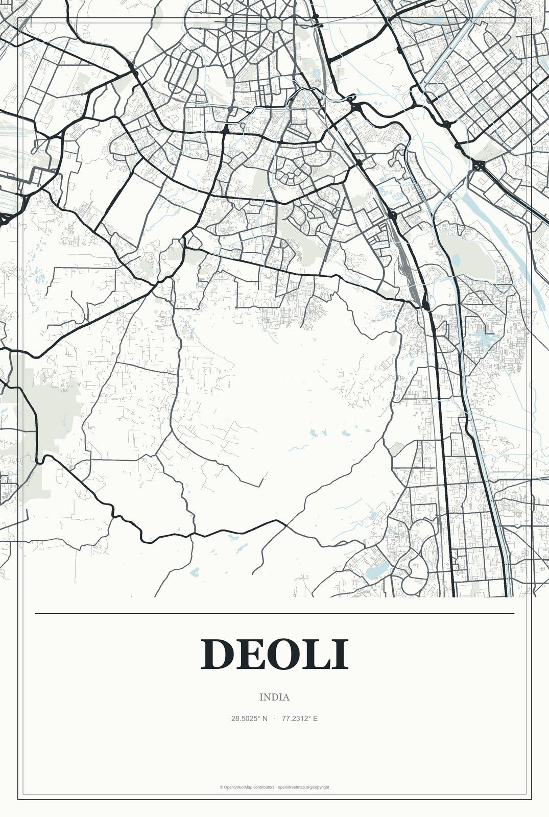 Deoli, Maharashtra, India City Map Aluminum Sign in Gallery Air style