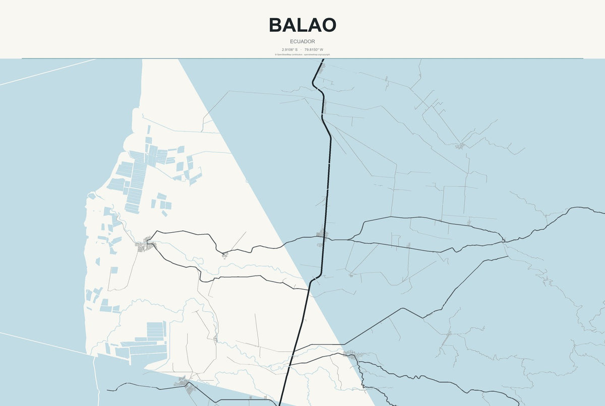 Balao, Ecuador City Map Aluminum Sign in Headline Atlas style