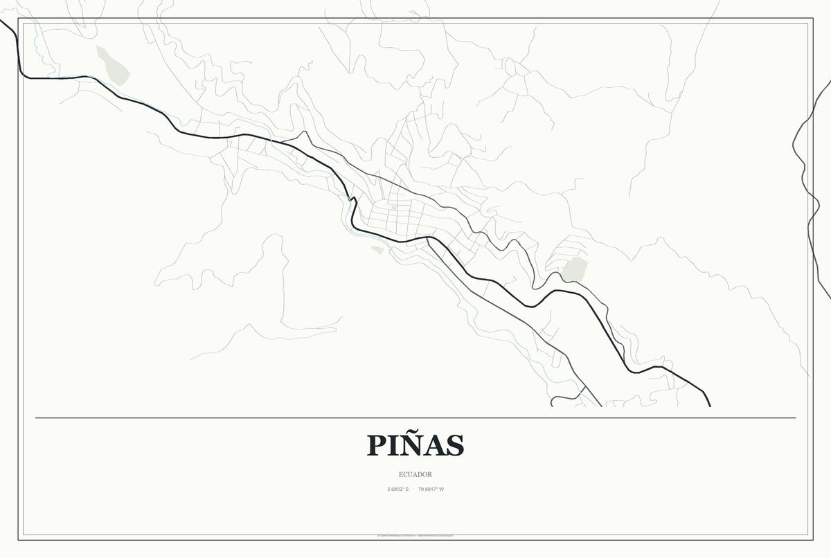 Piñas, Ecuador City Map Aluminum Sign in Gallery Air style