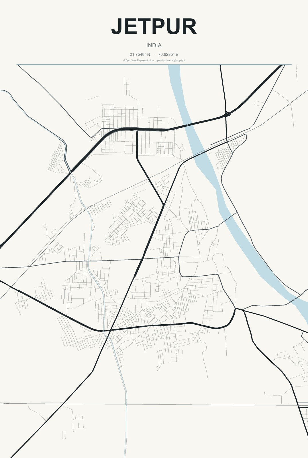 Jetpur, India City Map Aluminum Sign in Headline Atlas style