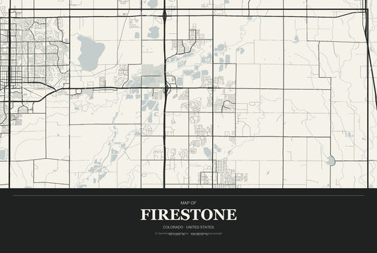Firestone, Colorado City Map Aluminum Sign in Museum Plaque style