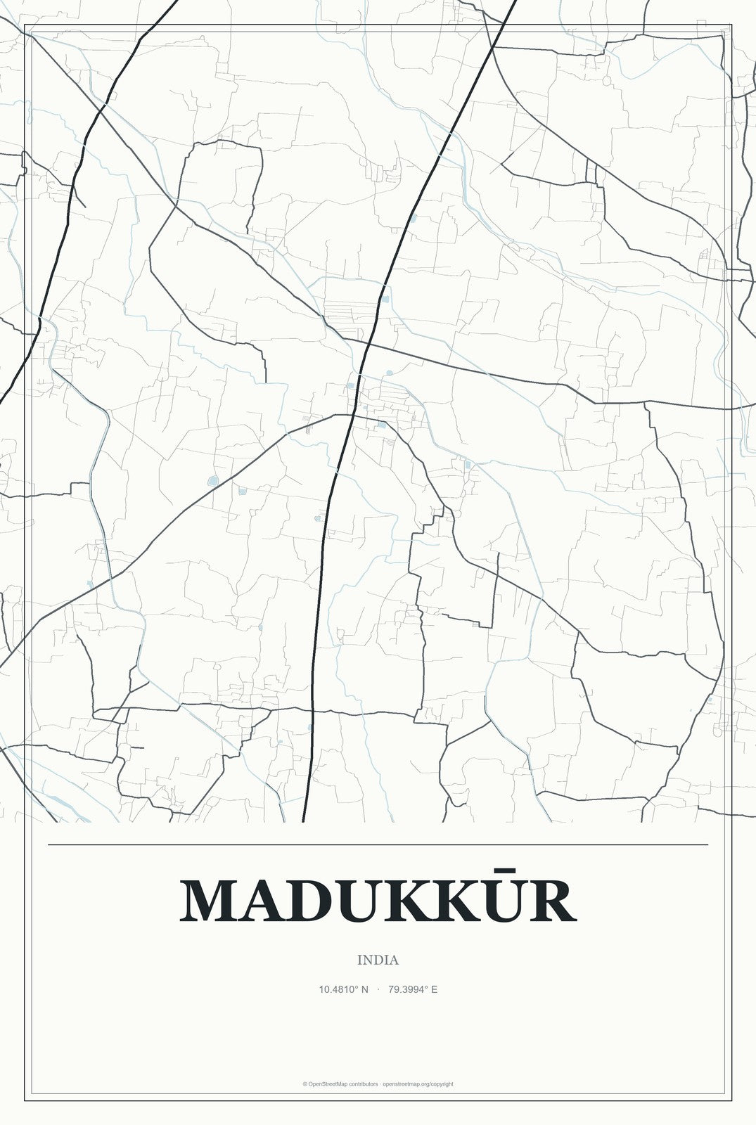 Madukkūr, India City Map Aluminum Sign in Gallery Air style