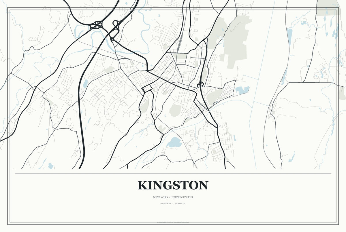 Kingston, New York City Map Aluminum Sign in Gallery Air style