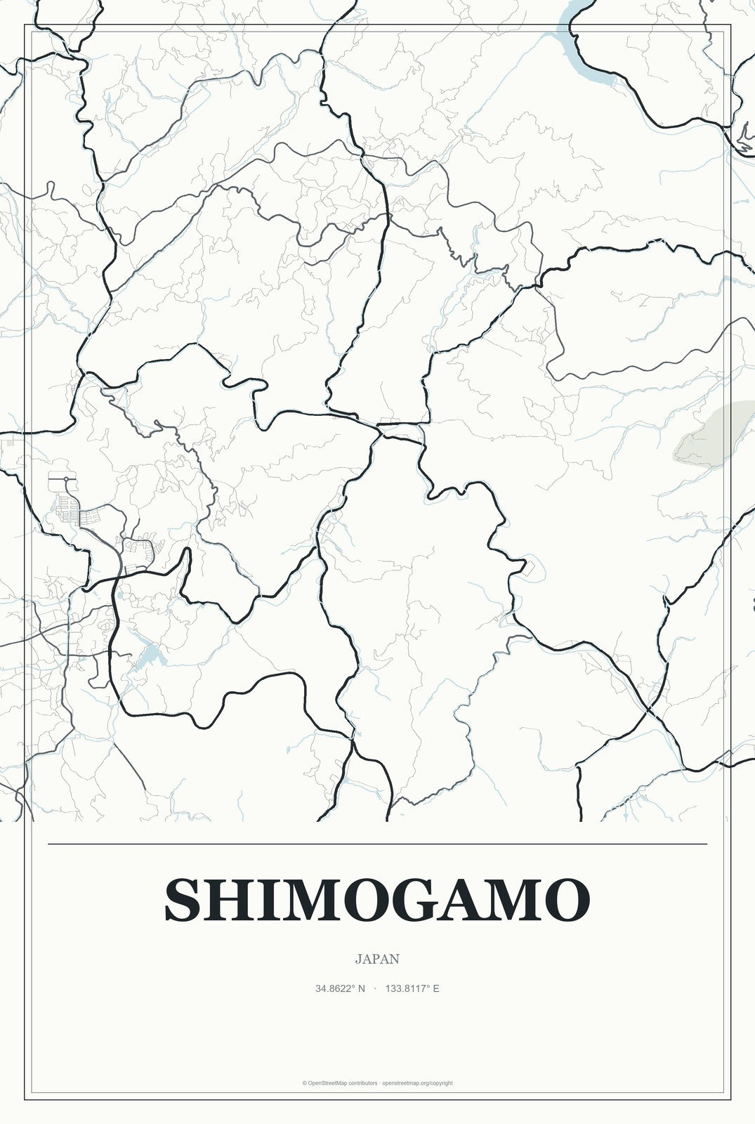 Shimogamo, Japan City Map Aluminum Sign in Gallery Air style