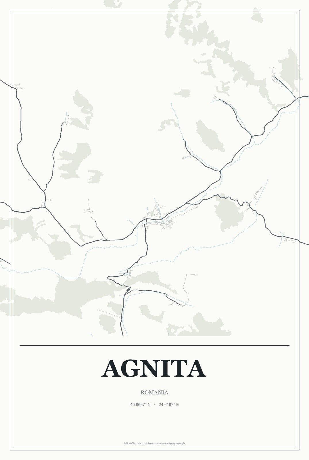 Agnita, Romania City Map Aluminum Sign in Gallery Air style